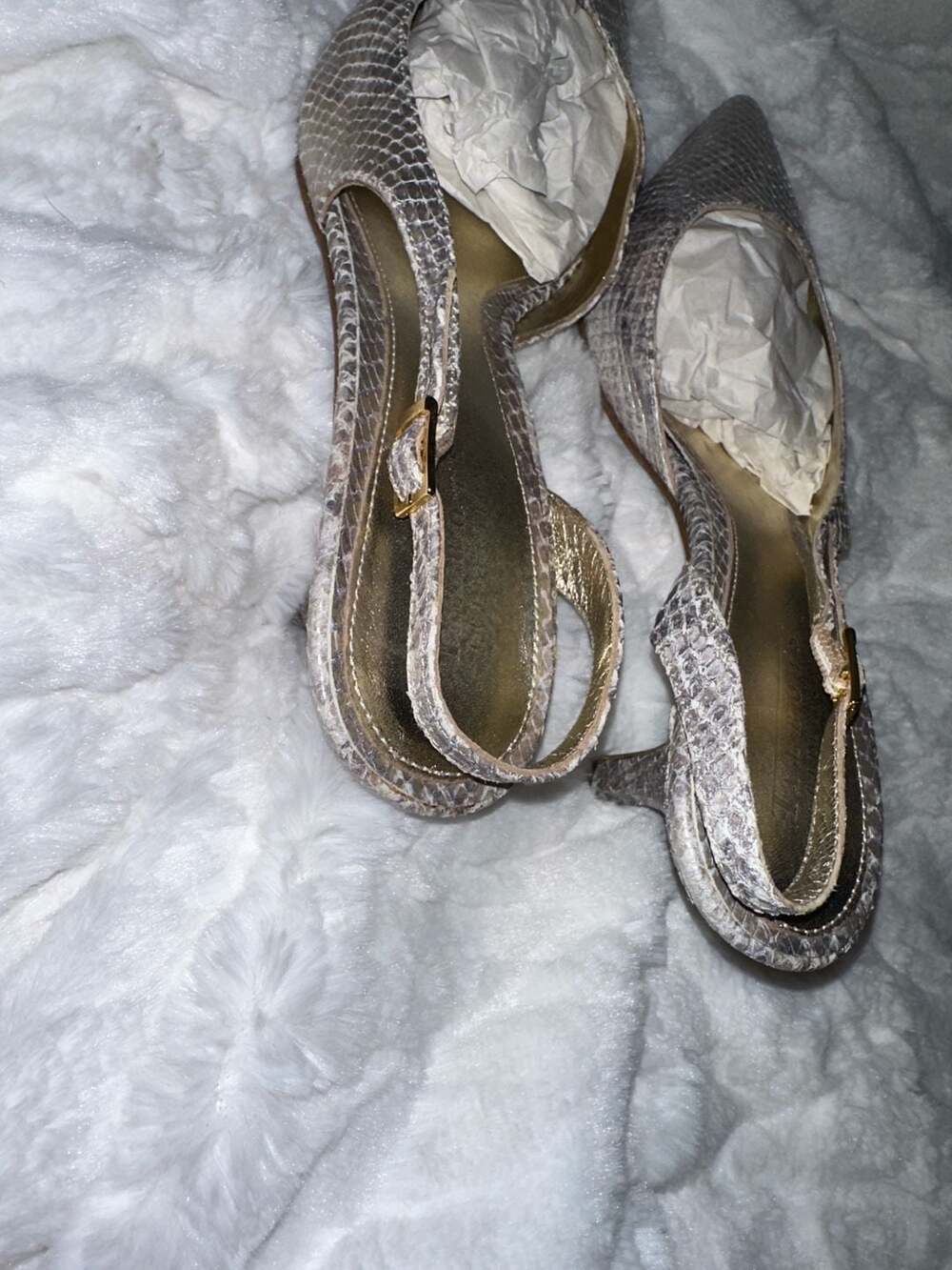 Talbots Collection Silver Metallic Snakeskin Leat… - image 3